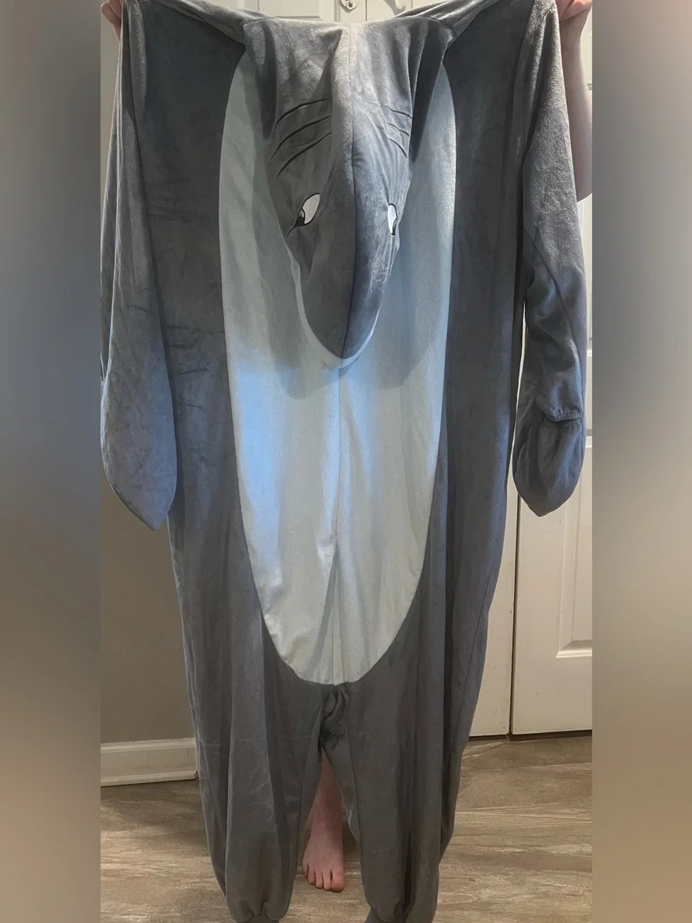 Plush Shark Onesie - Light Gray & White - Picture 5 of 15